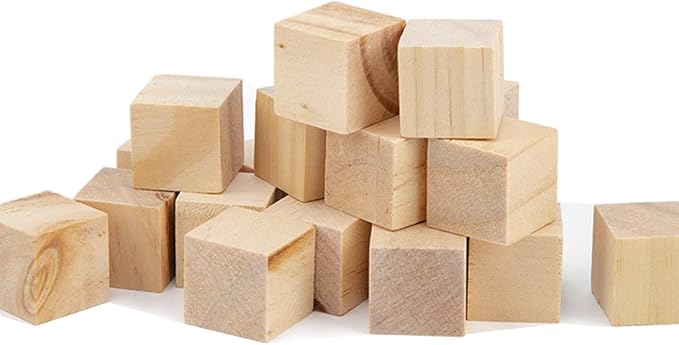 Wood Blocks for Crafts, Unfinished Wood Cubes, 3cm Natural Wooden Blocks