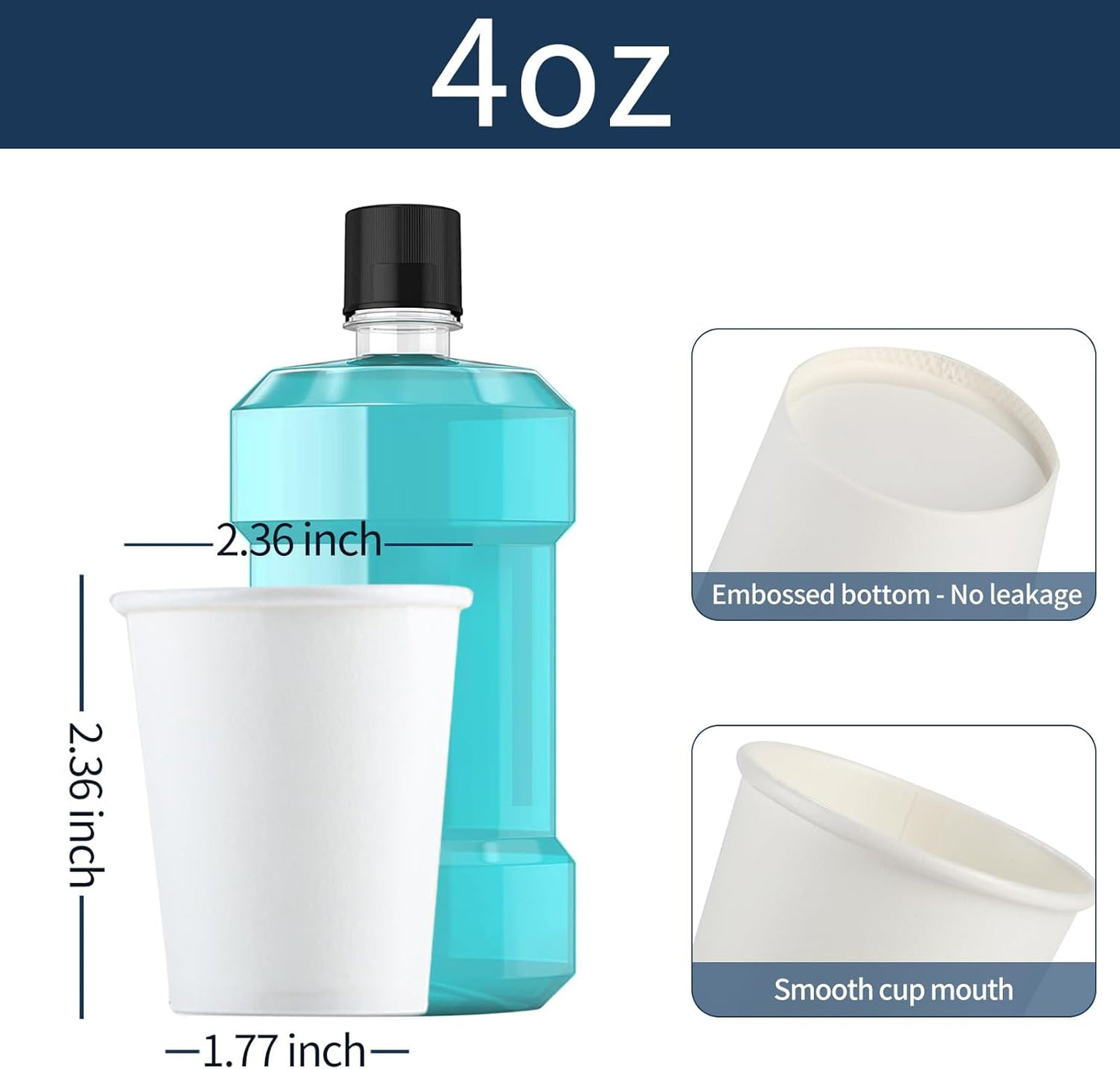 [100 Count - 4 oz] Small Paper Cups, Mouthwash Cups Bathroom Cups Mini Cups Small Disposable Cups