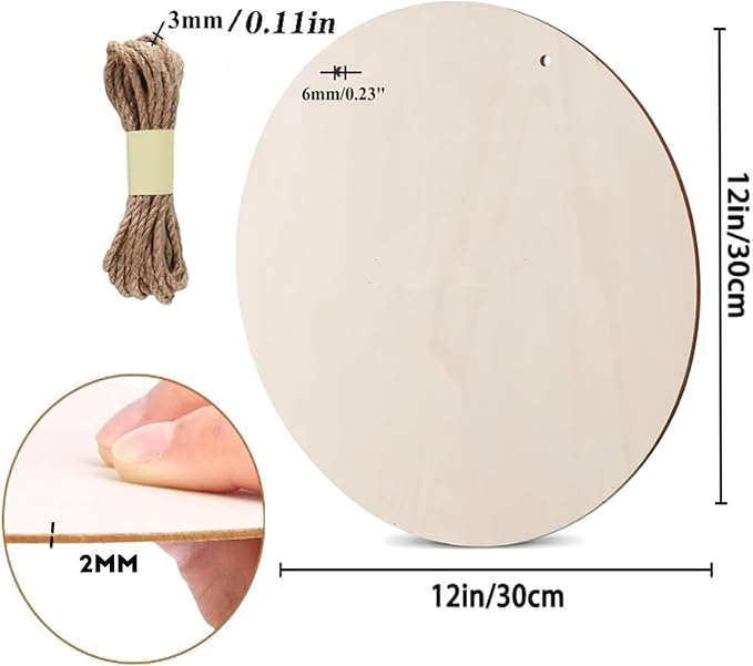 10 Pack Blank Unfinished Round Wood DIY Crafts Signs 2mm Basswood Sheets