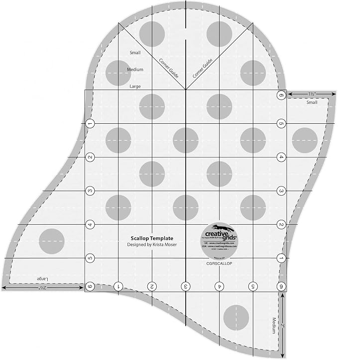 Creative Grids Scallop Template and Quilt Ruler – CGRSCALLOP – Made in USA