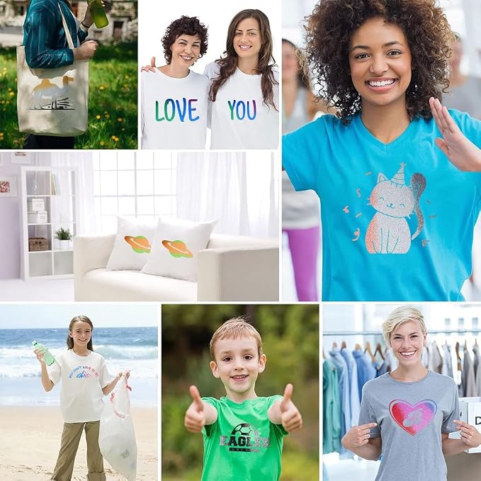 HTVVETUR Glitter Rainbow Heat Transfer Vinyl