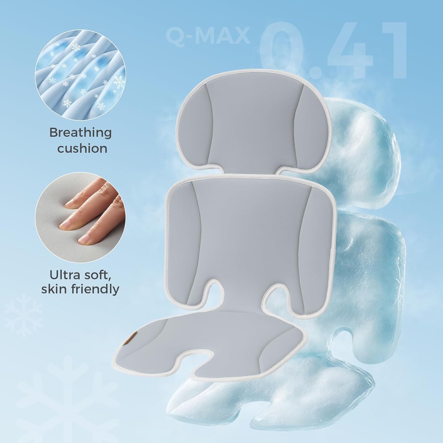 Momcozy Stroller Cooling Pad | Universal Soft Cooler Pad, Breathable & Adjustable Car Seat Liner | Detachable 2-Piece Cooling Cushion | Fits Strollers, Car Seat, High Chair, Bassinet, Swing