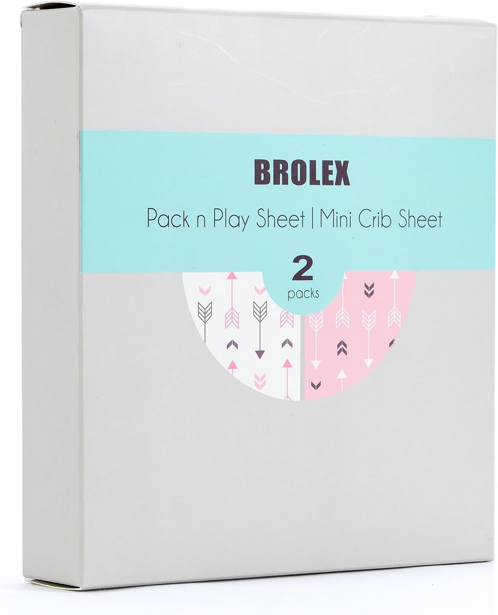 Stretchy Fitted Pack n Play Playard Sheet Set BROLEX 2 Pack Portable Mini Crib Sheets,Convertible Playard Mattress Cover,Ultra Soft Material,Pink White Arrow