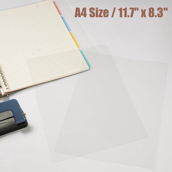 10-Pack A4 Colored PVC Flexible Plastic Sheets, 0.3mm Semi-Transparent Film