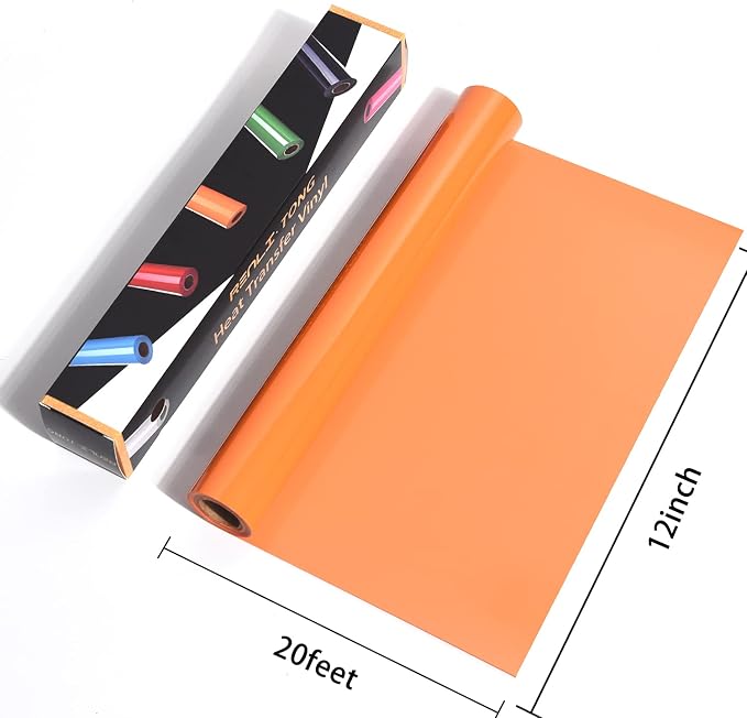 RENLITONG Orange Iron on Vinyl 12Inch by 20ft Roll Heat Transfer Vinyl