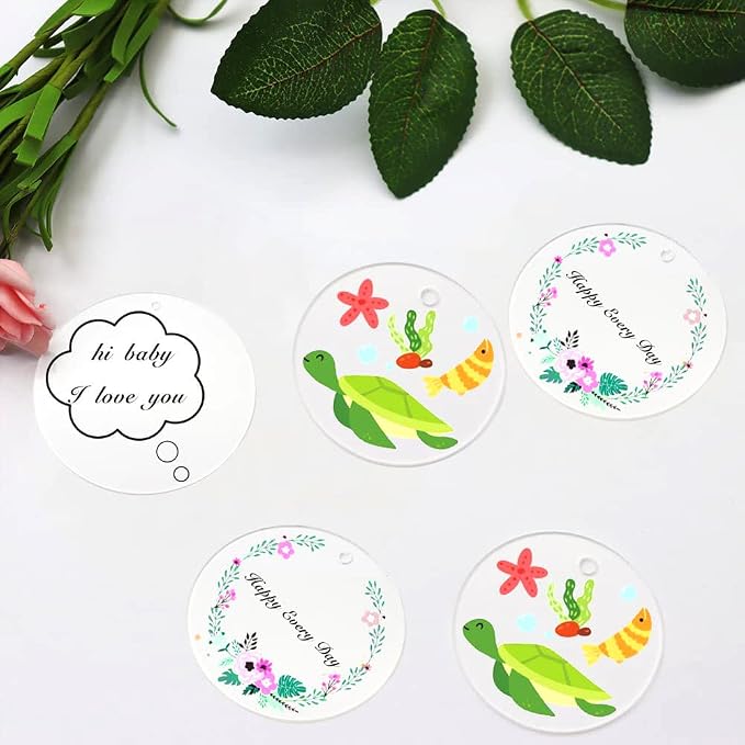 32 Pcs 2.5Inch White Acrylic Keychain Blanks Ornament Blanks