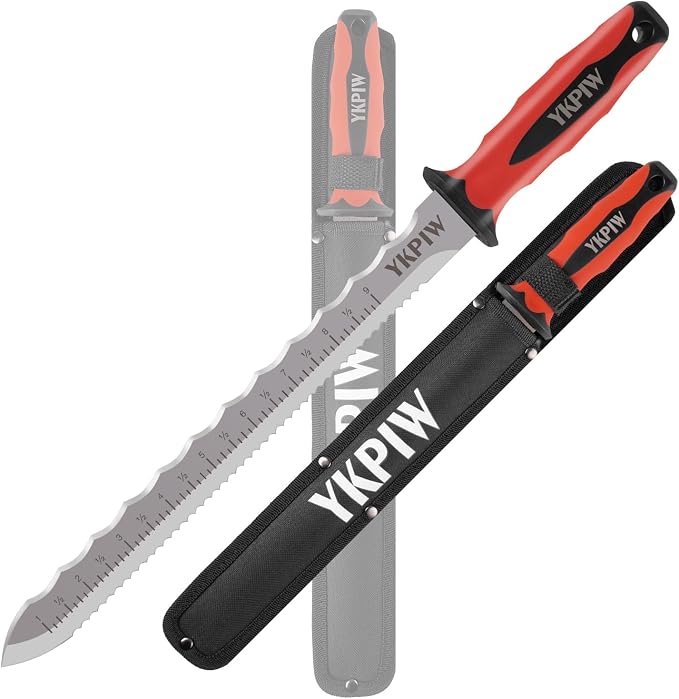 Insulation Knife with Measuring Scale, Stainless Steel Double-Sided Serrated