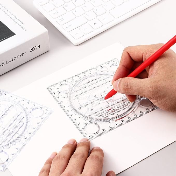 2 Pcs Multifunctional Drawing Ruler, Angle and Circle Maker Drawing Geometric