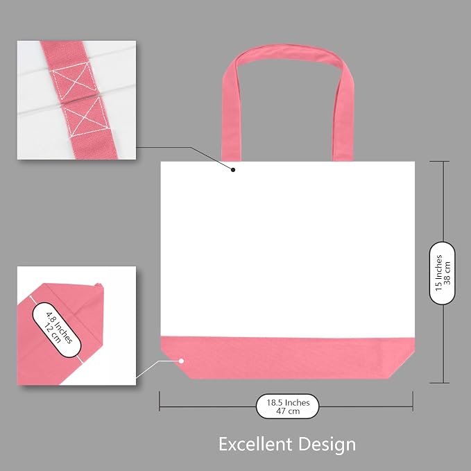 TOPDesign 3-Pack Super Strong Large 12oz Cotton Canvas Tote Bags, Reusable