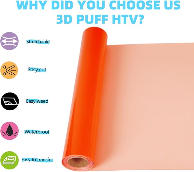 guangyintong Orange Puff Heat Transfer Vinyl HTV Rolls