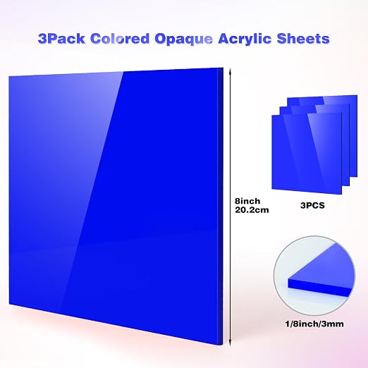 Adrattnay Blue Acrylic Sheets 1/8 Thick, Opaque