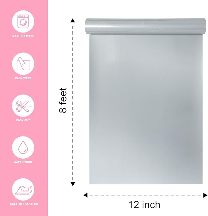 Reflective Heat Transfer Vinyl 12" x 8 ft HTV