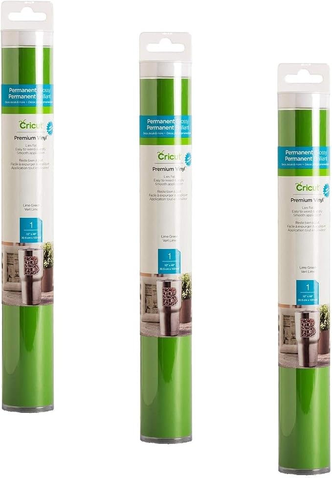 Cricut Premium Permanent Vinyl, Lime 3-Pack of 4ft Rolls