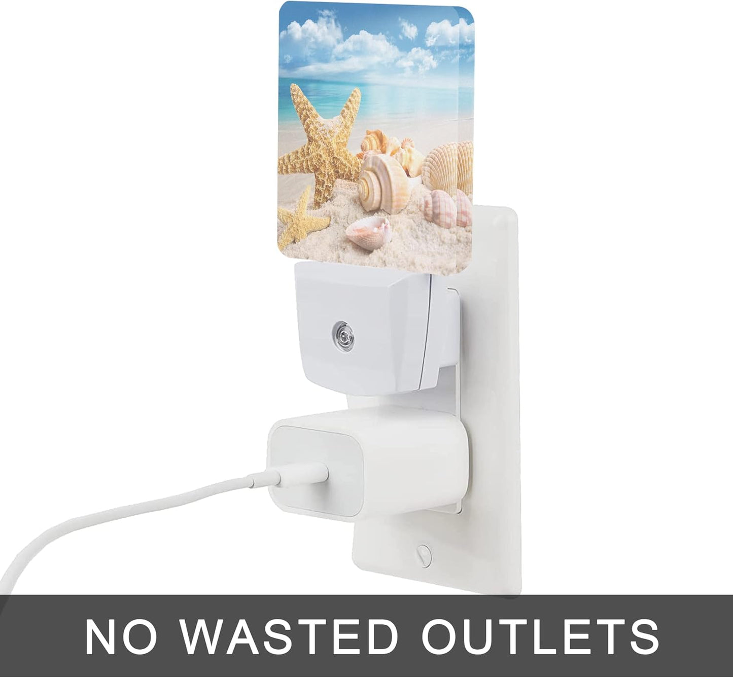 Starfish and Seashells Beach Night Light,Night Lights Plug into Wall for Boys Girls, Led Lights Indoor Home Decor 0.5W Nightlight Sleep Friendly