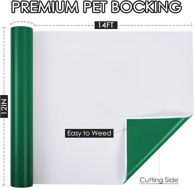 TORC Green Permanent Vinyl 12" x 14 FT Matte Christmas Green Adhesive Vinyl