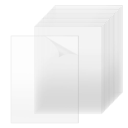 TKOnline 20 PCS Plexiglass Sheets, 8.5" x 11" x 0.01 Clear PET Sheet Panels