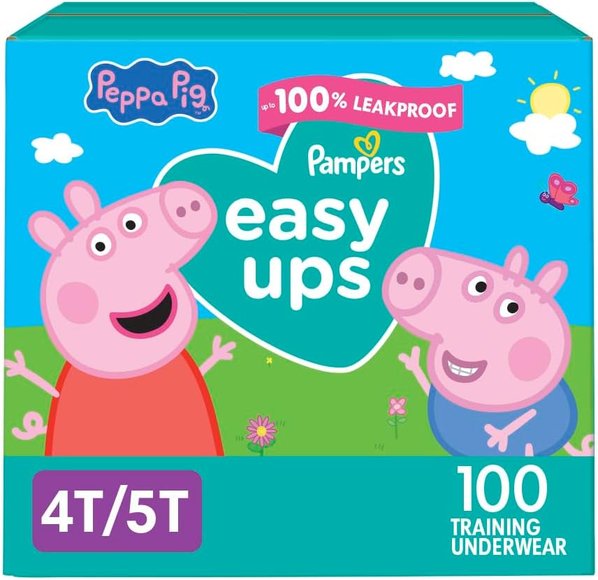 Pampers Training Pants - Easy Ups Girls & Boys - Size 4T-5T, 100 Count, Peppa Pig Potty Underwear (Packaging May Vary)