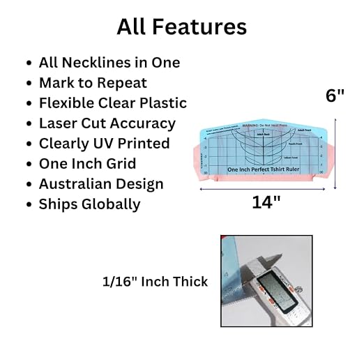 T-Shirt Ruler Guide, Neckline Heat Press Alignment Tool