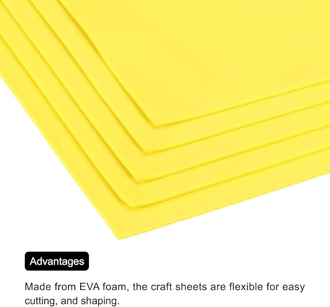 MECCANIXITY EVA Foam Sheets Lemon Yellow 35.4 Inch x 19.7 Inch 2mm Thick Crafts