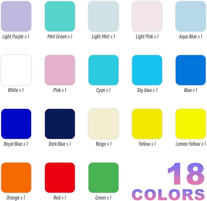 Efuncro- Heat Transfer Vinyl Boho Color Sheets 12" x 10" 18 Pack PU Iron-On