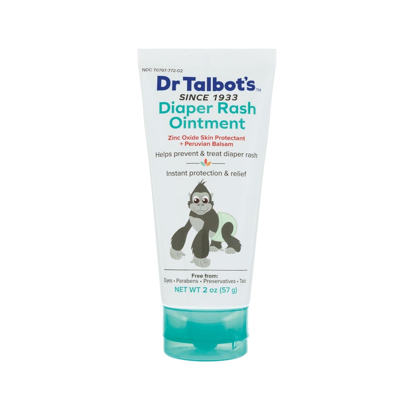 Dr. Talbot's Baby Diaper Rash Ointment - 2 oz - Zinc Oxide Skin Protectant with Peruvian Balsam - Treats and Prevents Rash