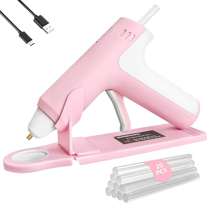 4V Cordless Hot Glue Gun with 20 Glue Sticks, 25s Fast Preheating, 2000mAh