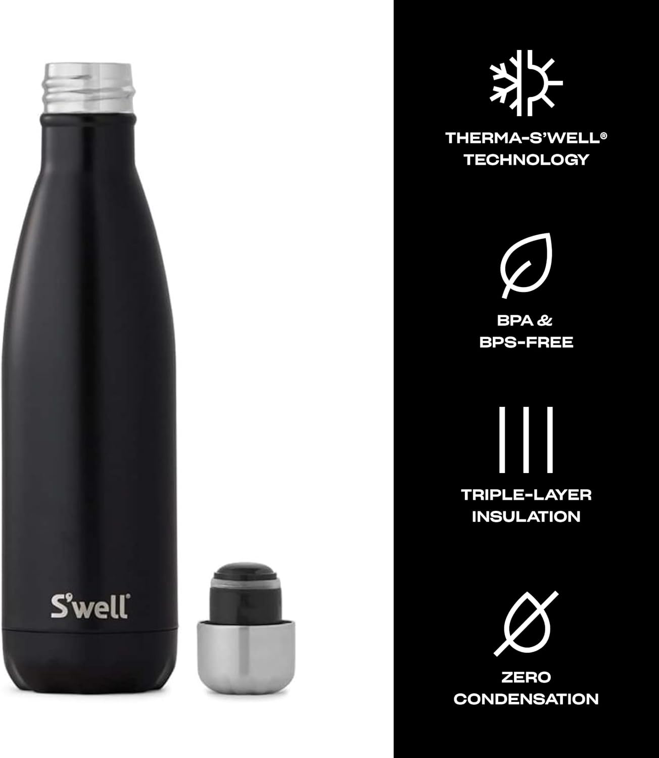 S’well Stainless Steel 17oz Water Bottle, London Chimney Design, Triple-Layer Vacuum Insulation Keeps Drinks Cold for 36 Hours and Hot for 18, BPA Free