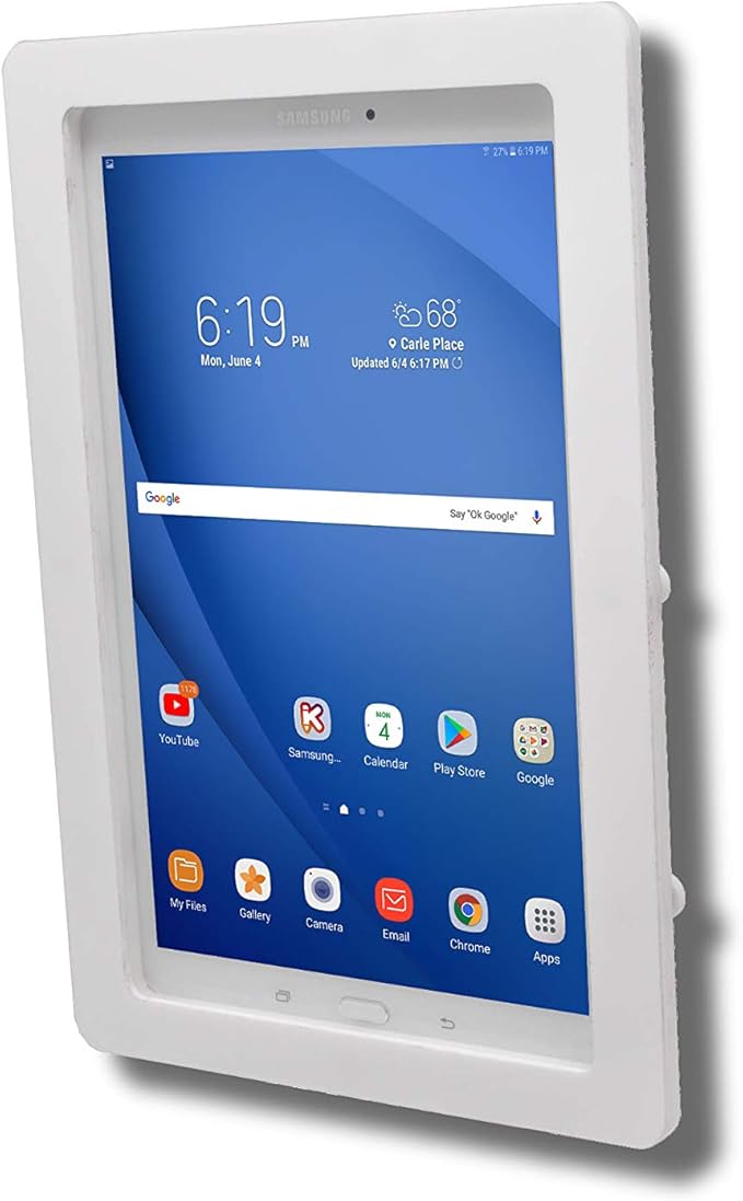 TABcare Anti-Theft Acrylic VESA Enclosure for Galaxy TAB Active3 & Active5 8.0 with Free Wall Mount Kit & 90-Degree Angle USB C Cable (White)