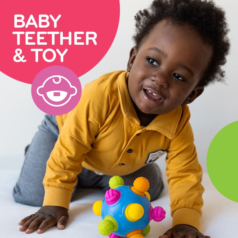 Mobi Woblii Sensory Ball - Sensory Activities for Toddlers and Kids, BPA-Free and Food Grade Silicone Teething Toy, Montessori Learning Games - for 3 Month Old and Up