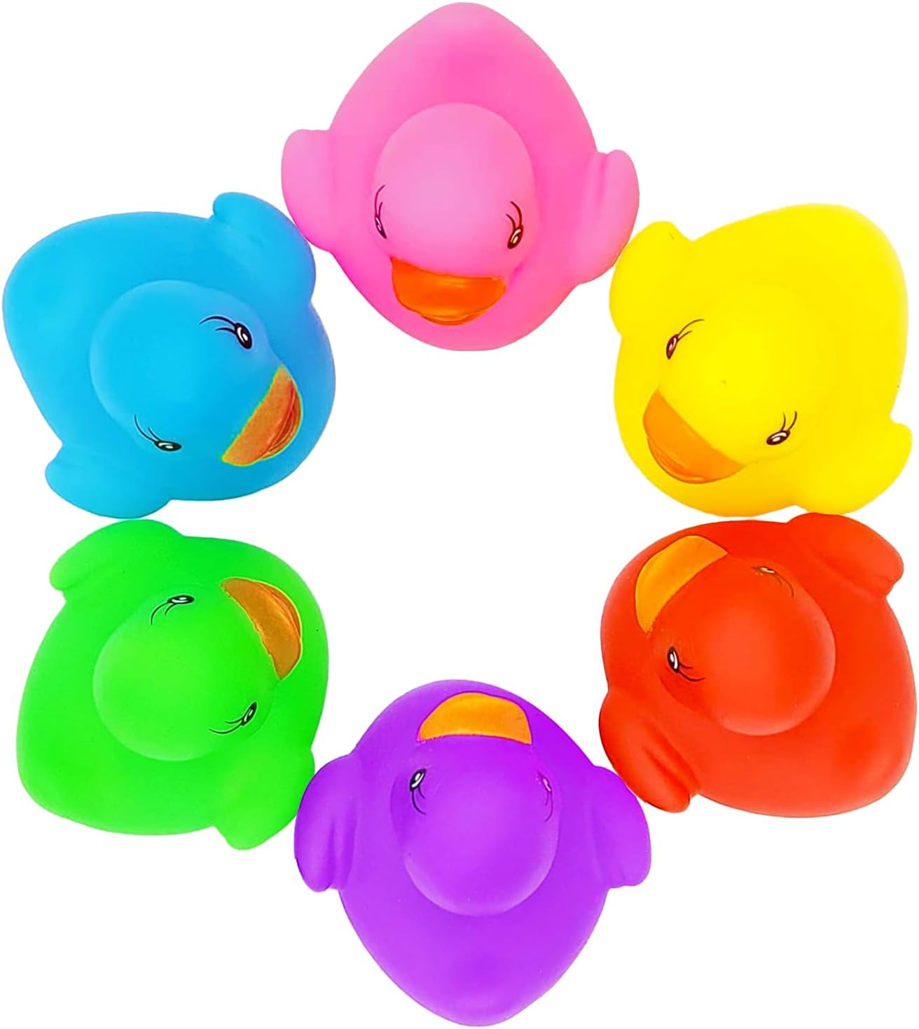 The Dreidel Company Classic Rubber Duck Toy Duckies for Kids, Six Solid Colors, Bath Birthday Gifts Baby Showers Classroom Summer Beach and Pool Activity, 2" (100-Pack)