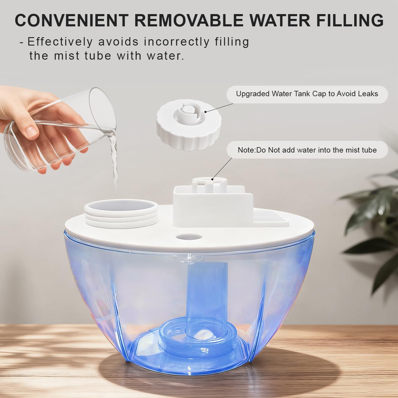 KVM Ultrasonic Cool Mist Humidifier, Quiet Air Humidifiers for Bedroom, Nursery, Office, & Indoor Plants, 360 Rotation Nozzle & 2L Water Tank & Night Light