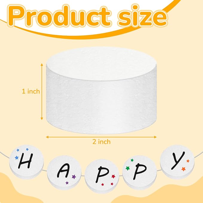 Henoyso 36 Pcs 2 x 2 x 1 Inch Foam Circles, Polystyrene Round Foam Discs