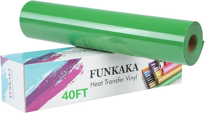 FUNKAKA Fruit Green Heat Transfer Vinyl Rolls, Adhesive Glossy HTV Vinyl