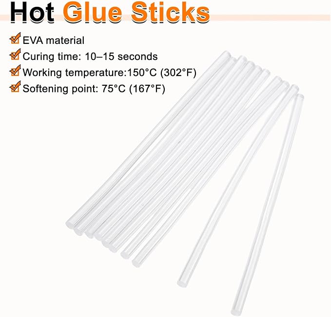 HARFINGTON 10pcs Hot Glue Sticks 0.28" Dia x 10.63" Long EVA Mini Hot Melt