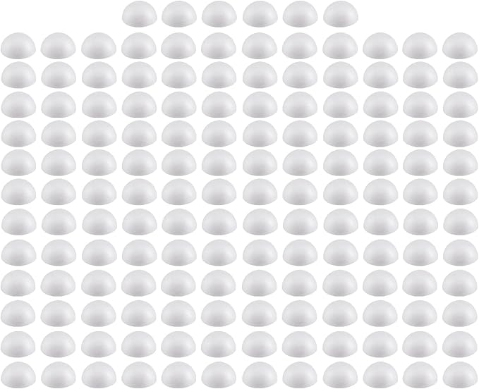Crafjie 150PCS 1 Inchs Half Foam Balls White Half Round Polystyrene Foam Balls