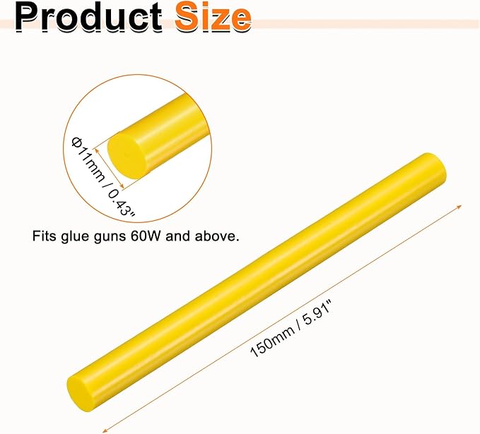 HARFINGTON 10pcs Hot Glue Sticks 0.43" Dia x 5.91" Long EVA Mini Hot Melt