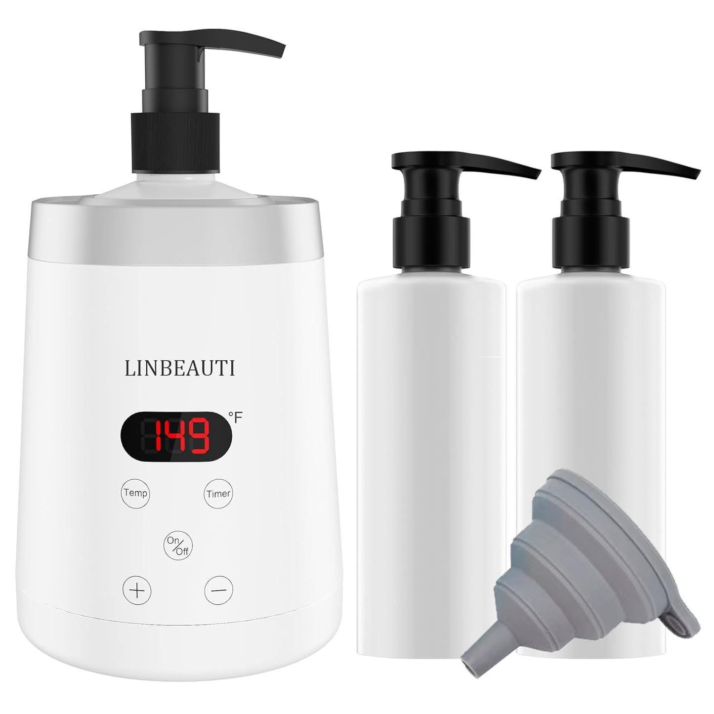 Massage Oil Warmer Bottle Professional Lotion Heater for SPA, Automatic Heated Lotion Cream for Salon, Barber Shops, Home, with Two Oil Bottle Dispenser (white)