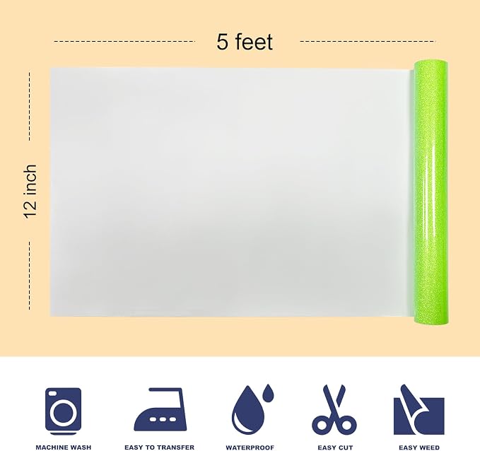 Glitter Puff Heat Transfer Vinyl, 12in X 5ft Iron on | 3D Puff, Wash No Fade