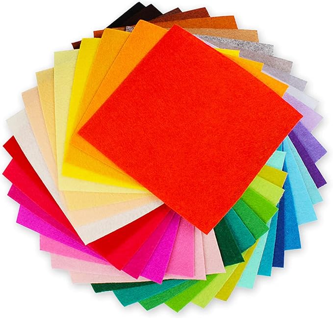 Felt Sheets, DIY Craft Sewing Pre-Cut Quilt Squares, Premium Colorful Hard