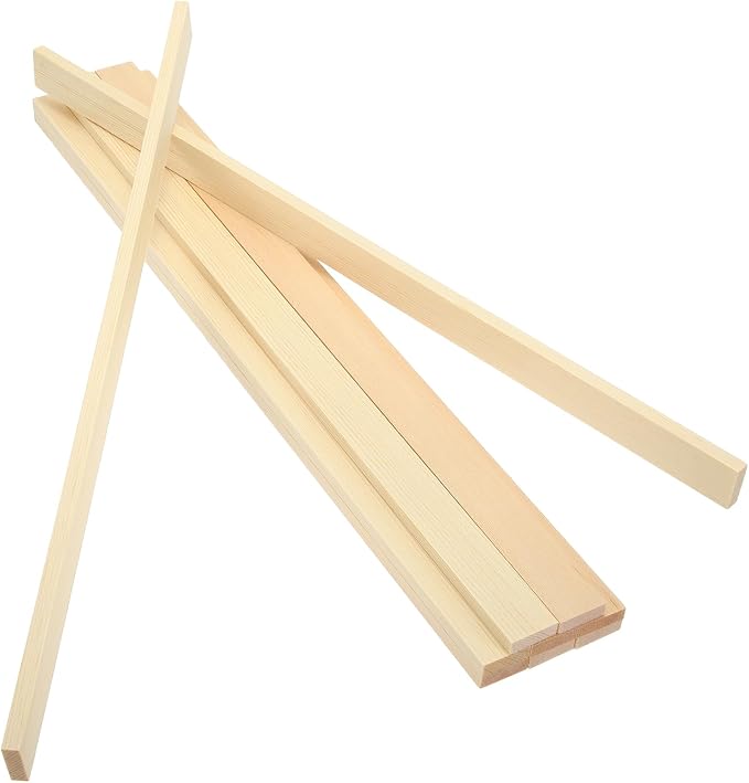 MECCANIXITY 10Pcs Wood Strips Slats, 3/16" x 7/8" x 16" Thin Wood Sticks Flat