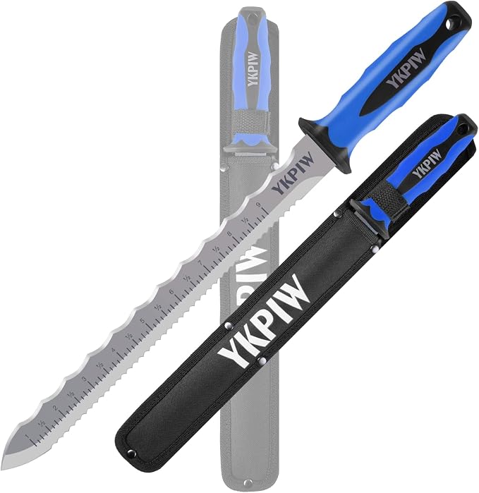Insulation Knife with Measuring Scale, Stainless Steel Double-Sided Serrated