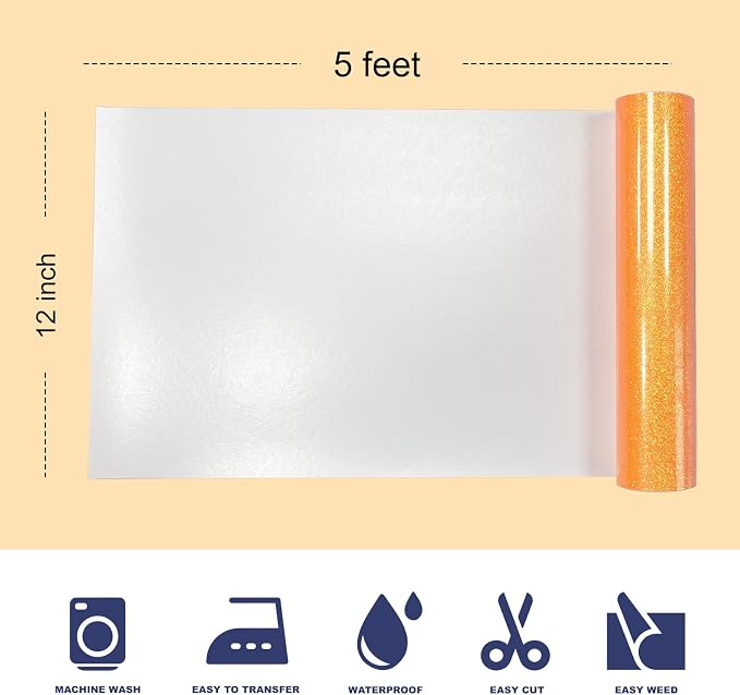 Glitter Puff Heat Transfer Vinyl, 12in X 5ft Iron on | 3D Puff, Wash No Fade