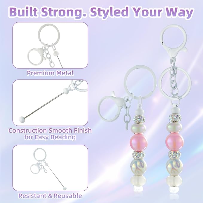 28 Pcs Beadable Keychain Bars