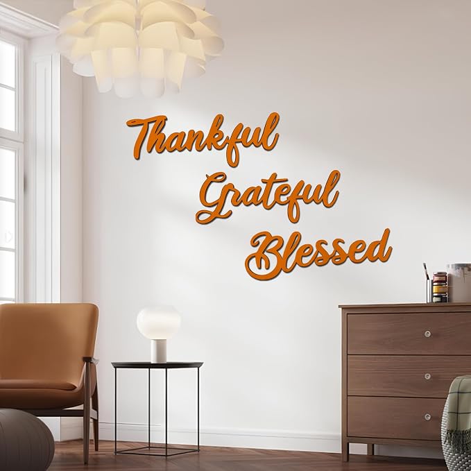 3 Pcs Unfinished Wood Thanksgiving Cutout Thankful Grateful Blessed Word