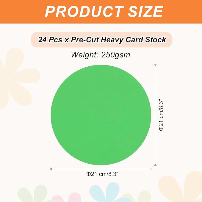 MECCANIXITY 24 Pcs Circle Card Stock, 8.3 Inch Round Cutouts Paper Thick