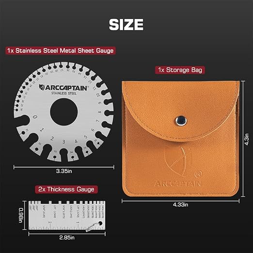 ARCCAPTAIN Metal Gauge Thickness Tool, Metal Thickness Gauge, Stainless Steel