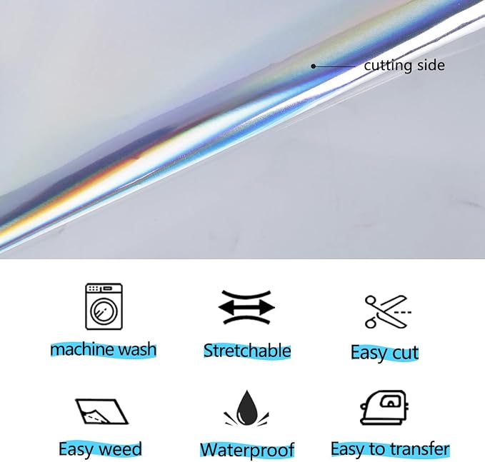guangyintong Soft Metal Heat Transfer Vinyl Rainbow HTV Rolls, HTV Vinyl