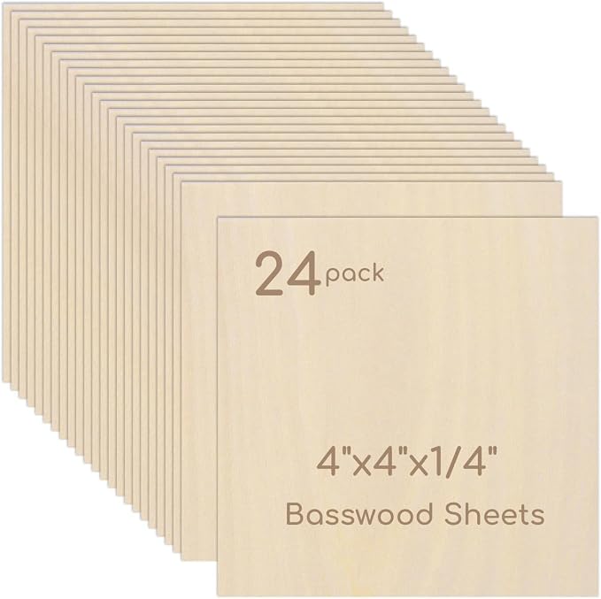 24 Pack Plywood Sheets, Unfinished Wood Boards Blanks