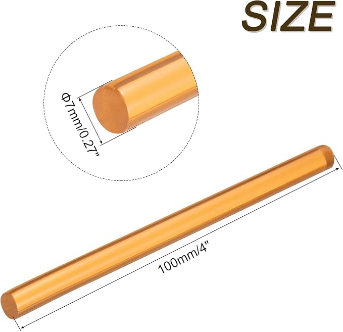 uxcell Mini Hot Glue Sticks for Glue Gun 7mm x 100mm Transparent Orange 12pcs
