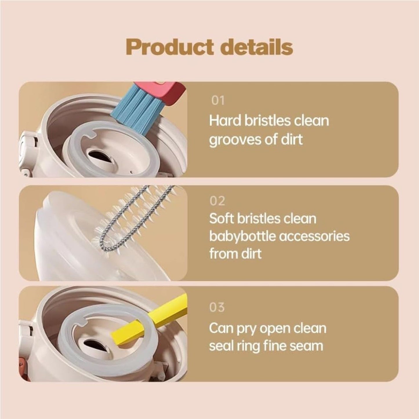 Upgraded 3 in 1 Cup Lid Cleaning Brush, 2025 New Multifunctional Lid Cleaner Brush, Bottle Cleaner Brush for Coffee Cups Lid Gap, Home Kitchen Crevice Cleaning Brush Tools